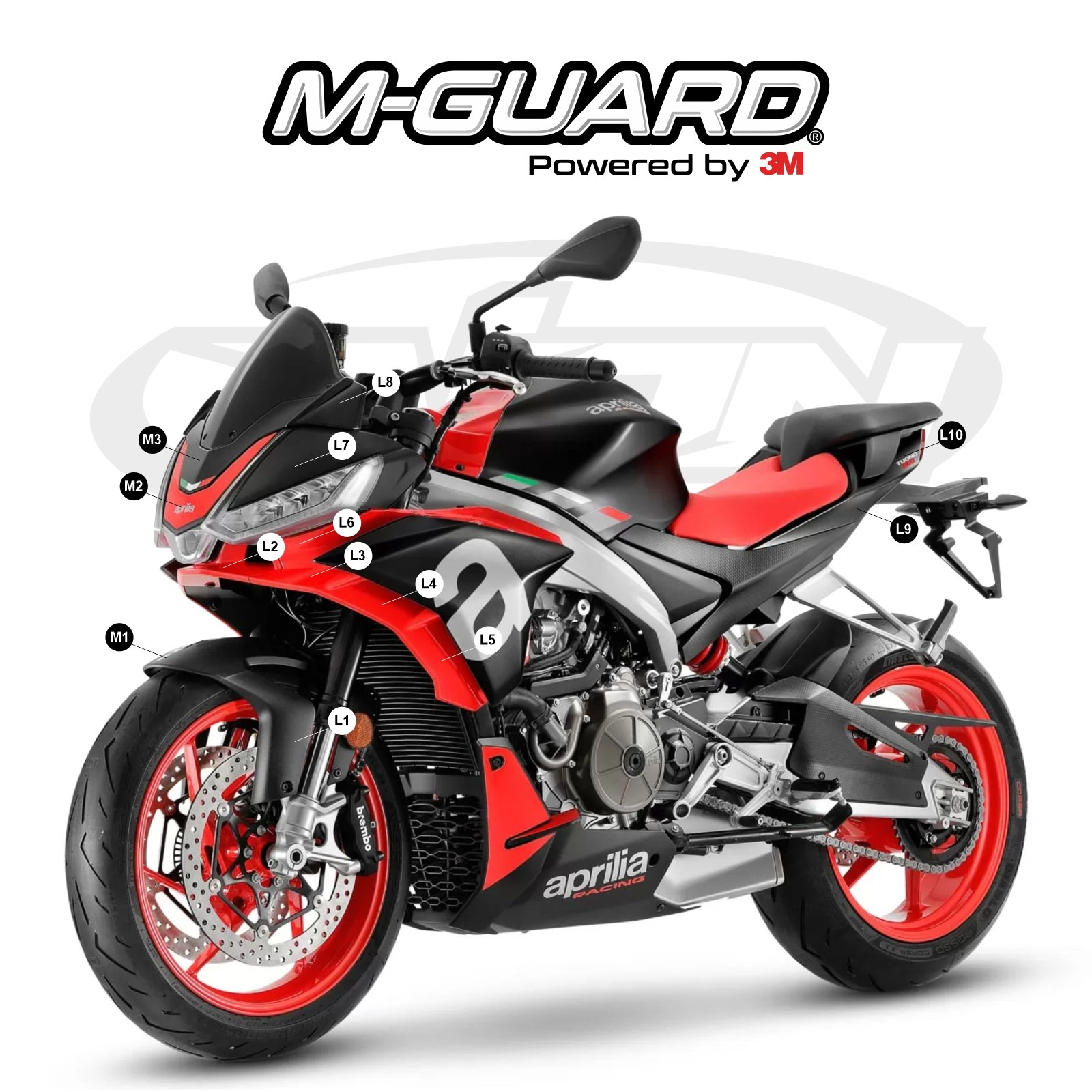 Paint Protection Kit For An Aprilia Tuono 660 2021 2022 AION M GUARD