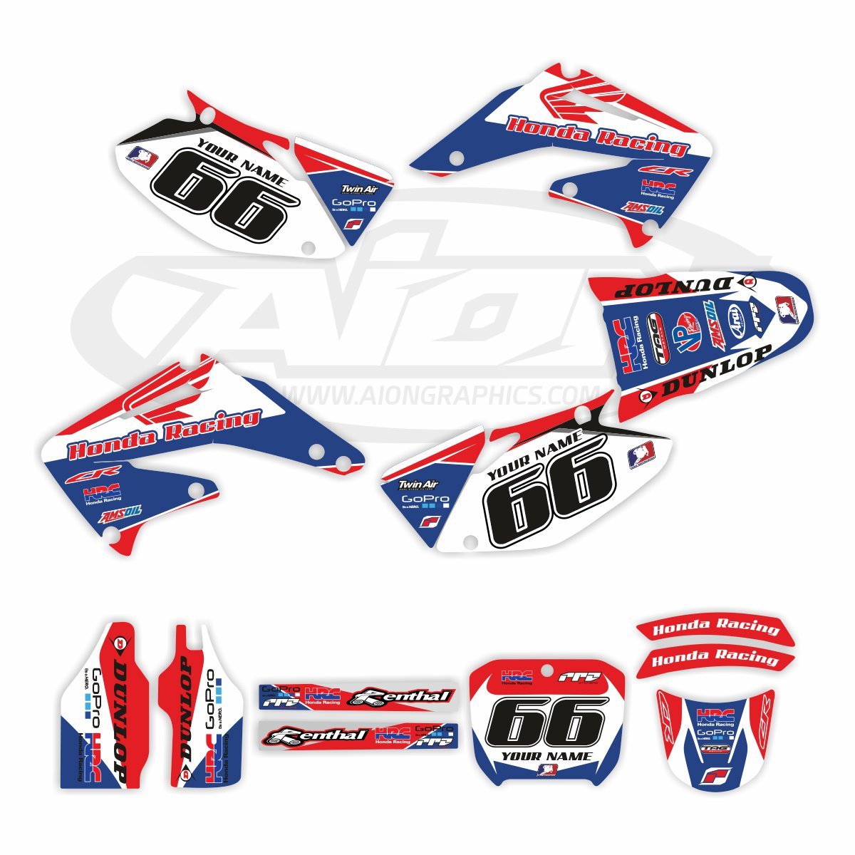 Honda Graphics Kit for a 2002-2003 CR 125-250cc dirt bike models