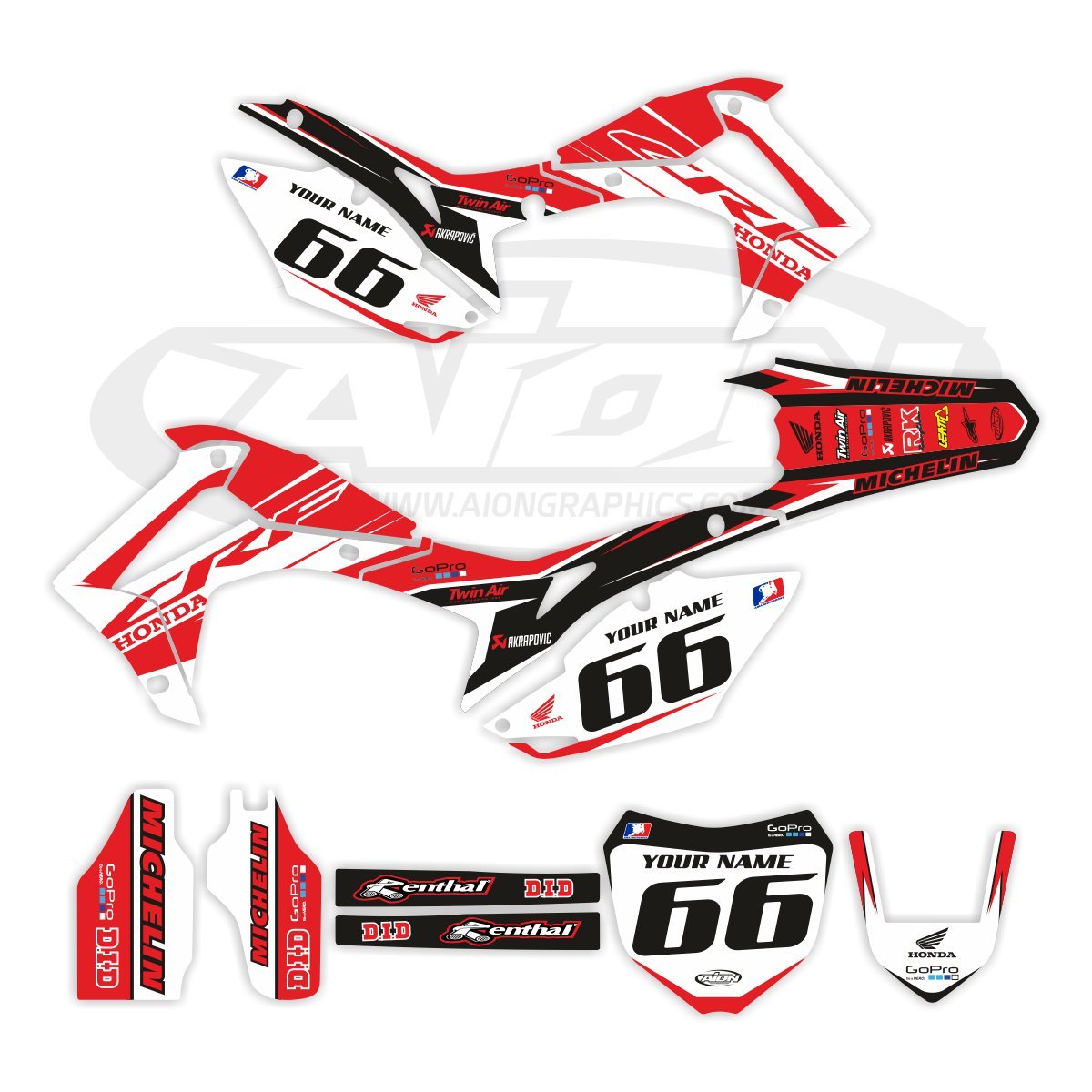 Honda Graphics Kit for a 2013-2017 CRF 250-450cc dirt bike models