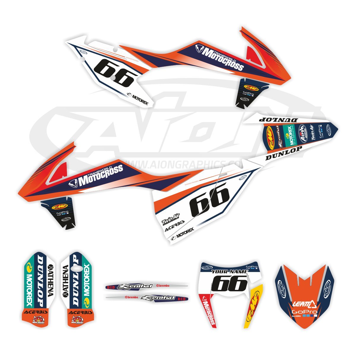 KTM Graphics Kit for a 2017-2019 EXC EXCF XCW dirt bike models