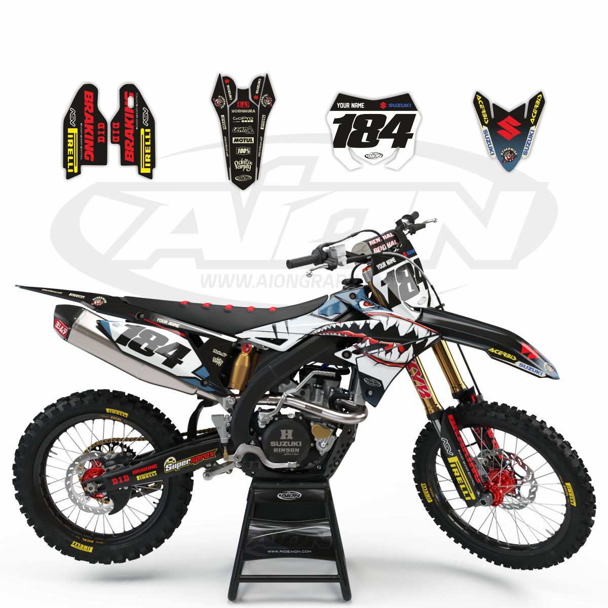 Suzuki Graphics Kit for a 2018-2020 RMZ 250-450cc dirt bike models